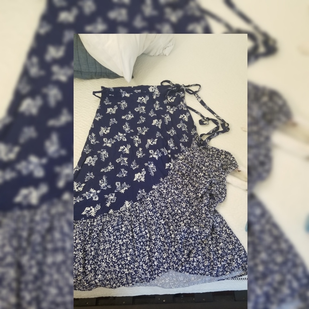 Multi-print floral wrap maxi skirt
